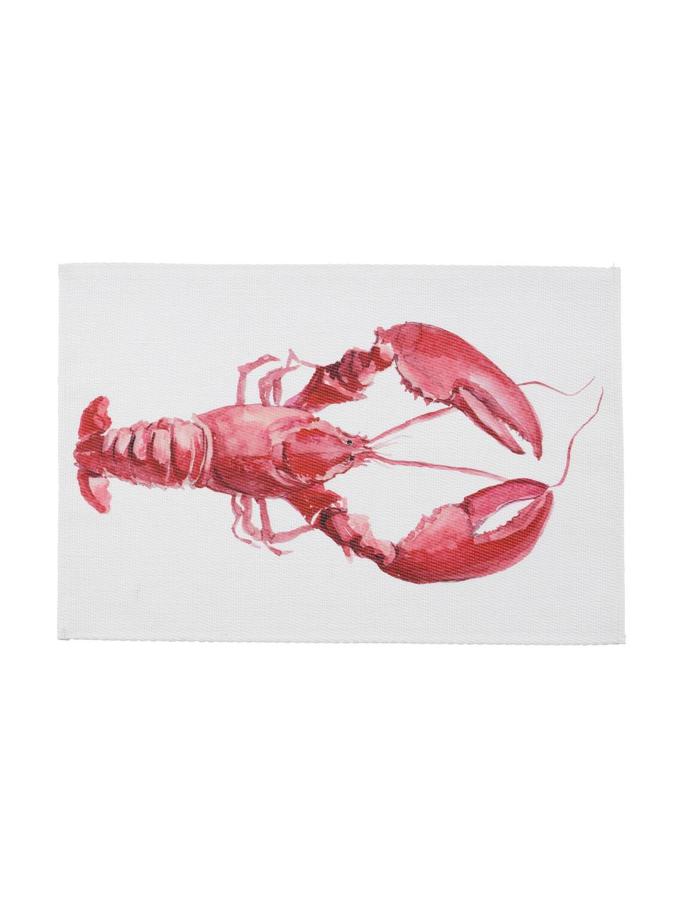 Placemat Ocean met kreeftenmotief, Polyester, Wit, rood, 30 x 45 cm