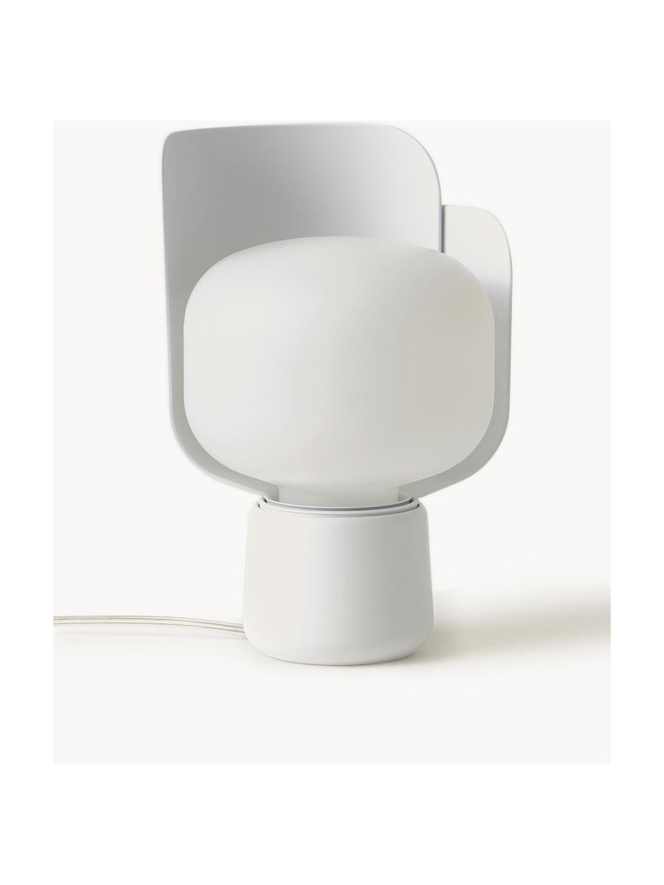 Petite lampe à poser artisanale Blom, Blanc, Ø 15 x haut. 24 cm