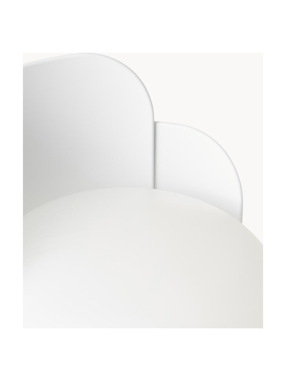 Lámpara de mesa artesanal pequeña Blom, Pantalla: plástico, Estructura: metal recubierto, Cable: plástico, Blanco, Ø 15 x Al 24 cm