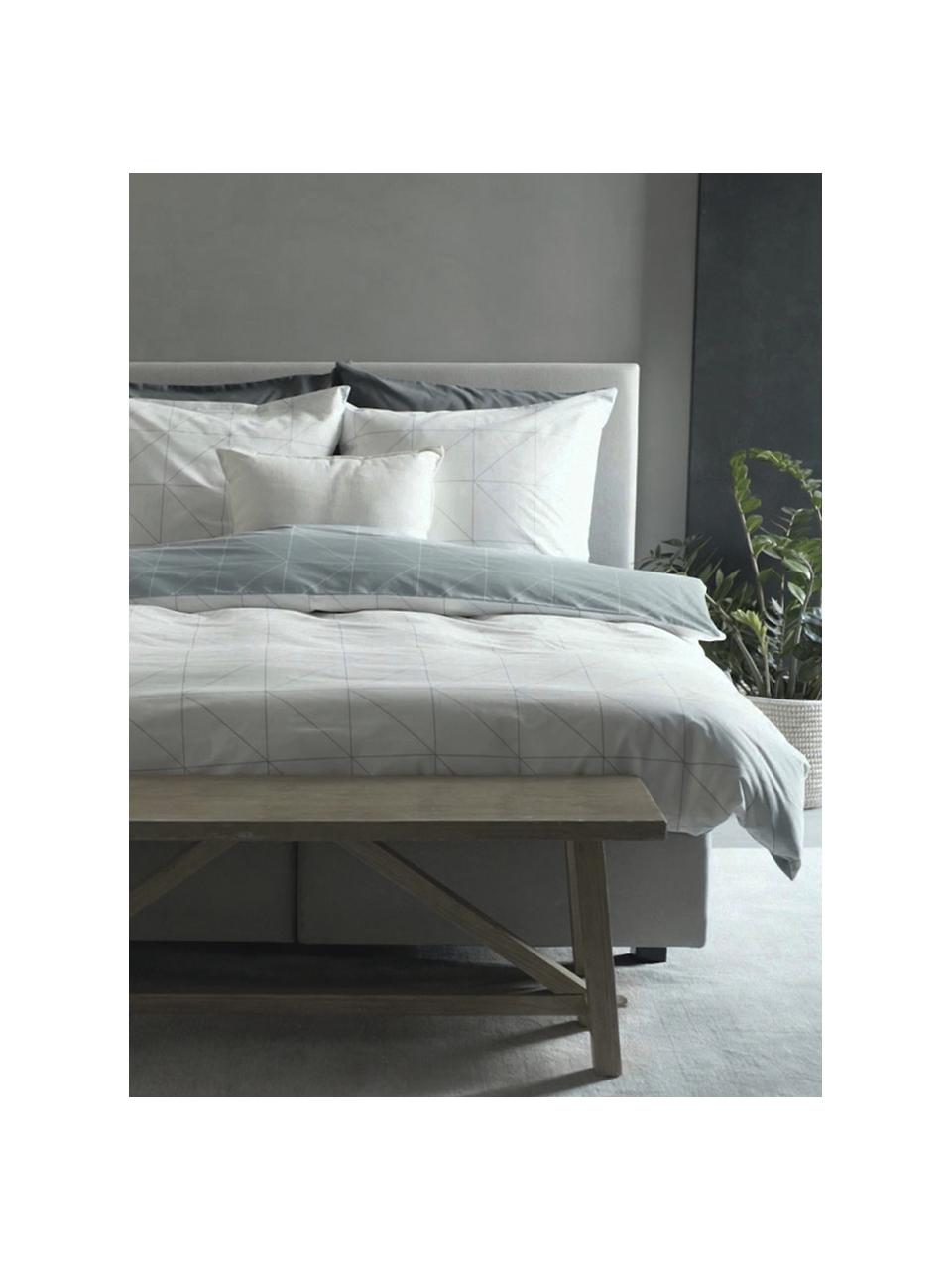 Biancheria da letto reversibile in ranforce Marla, Grigio & bianco, fantasia, 155 x 200 cm, 2 pz