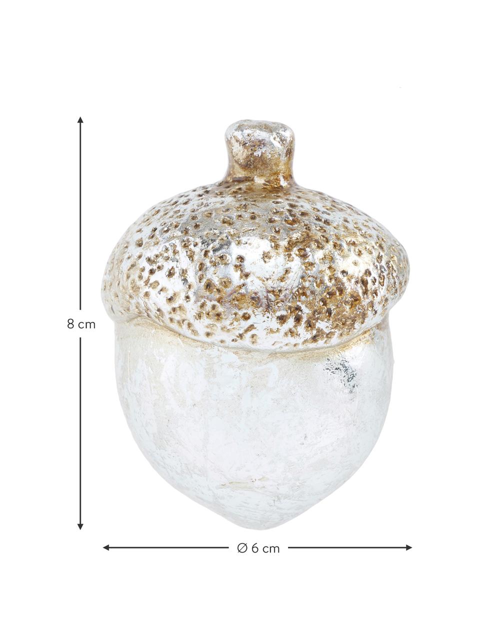 Dekoracyjny żołądź z terakoty Dyan, 2 szt., Terakota, Odcienie srebrnego, Ø 6 x W 8 cm