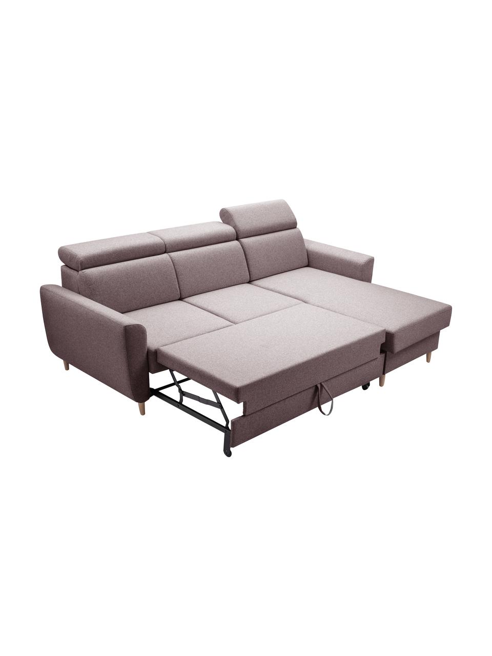 Sofá cama rinconero Gusto, con espacio de almacenamiento, Tapizado: 100% poliéster, Beige, An 235 x F 170 cm
