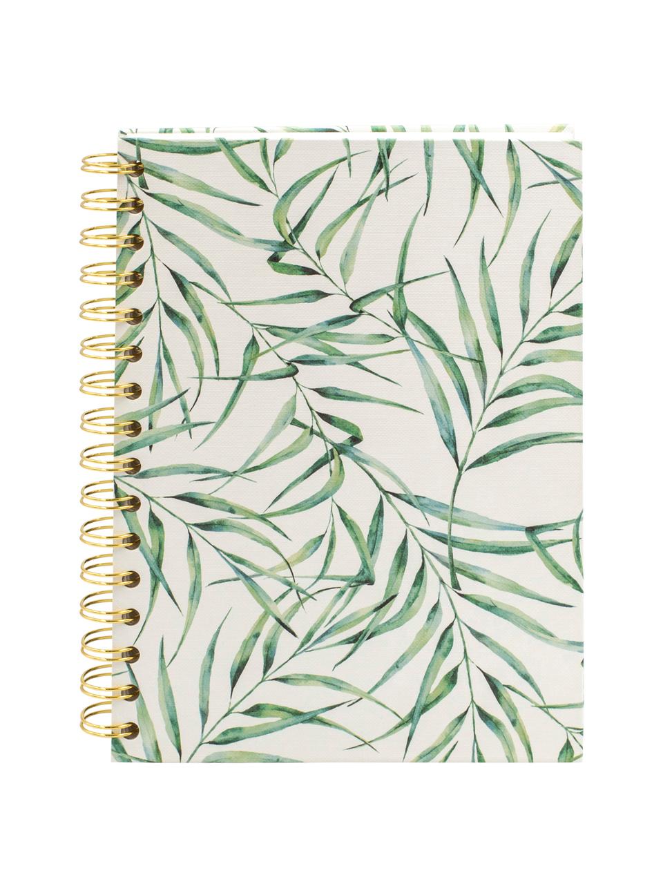 Zápisník Leaf, Bílá, zelená, Š 16 cm, V 21 cm