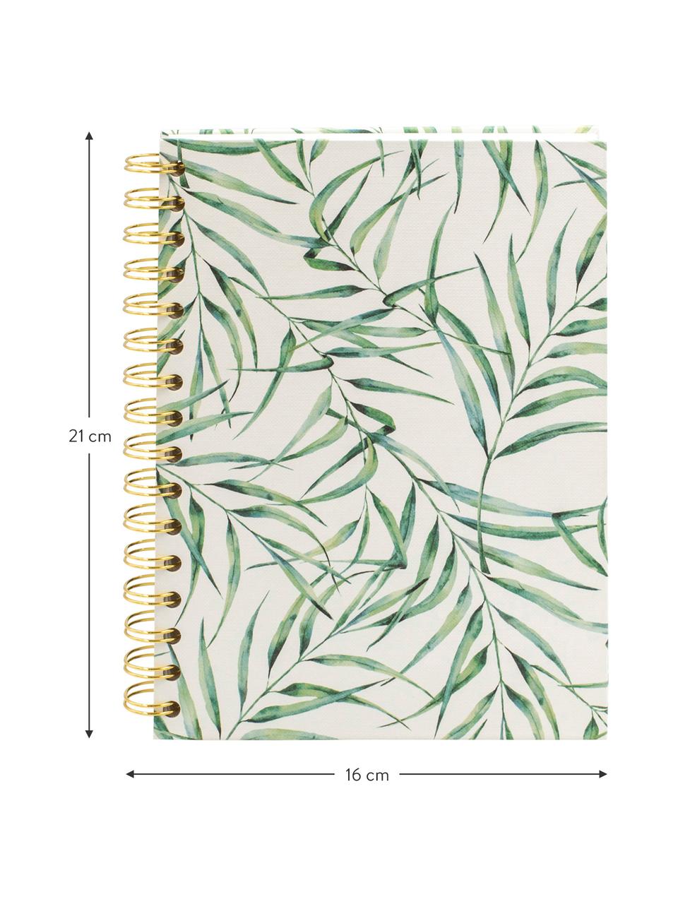 Carnet de notes Leaf, Blanc, vert, larg. 16 x haut. 21 cm