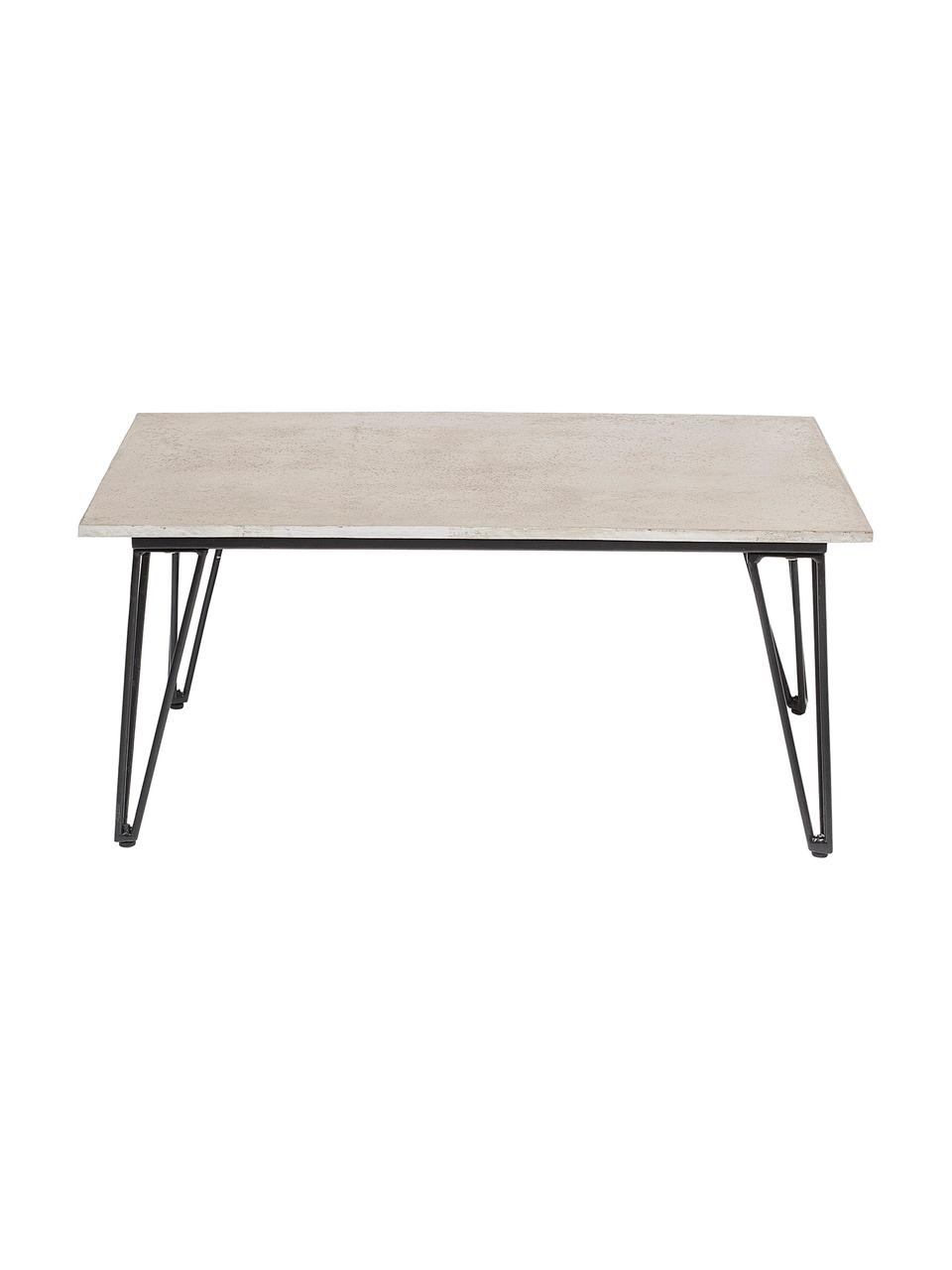 Garten-Couchtisch Mundo, Tischplatte: Beton, Beine: Metall, beschichtet, Grau, Schwarz, B 90 x T 60 cm