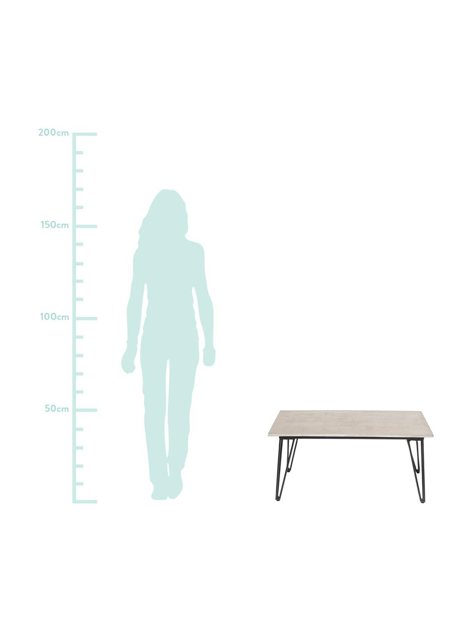 Garten-Couchtisch Mundo, Tischplatte: Beton, Beine: Metall, beschichtet, Grau, Schwarz, B 90 x T 60 cm