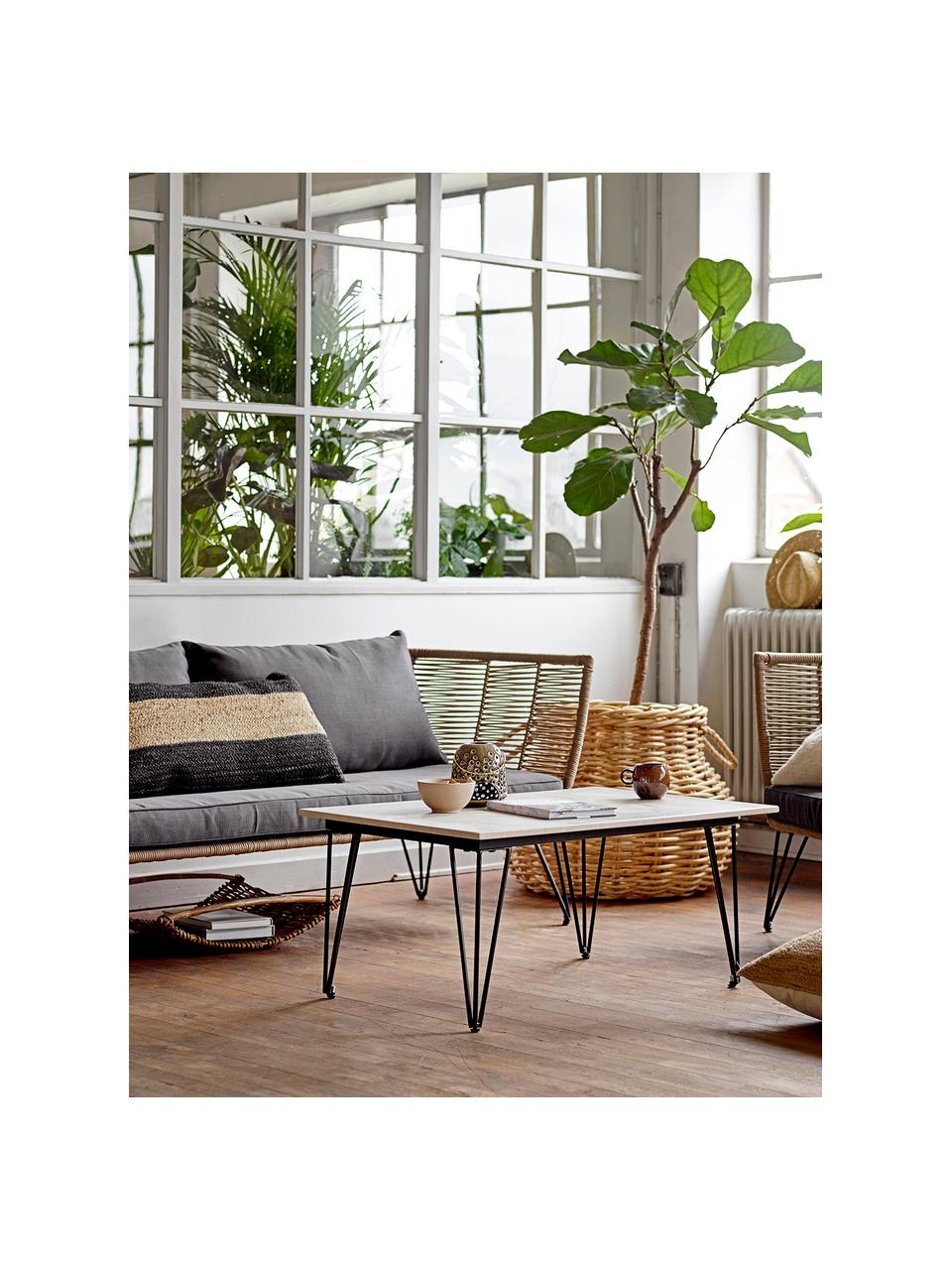 Garten-Beistelltisch Mundo, Tischplatte: Beton, Beine: Metall, beschichtet, Grau, Schwarz, B 90 x T 60 cm