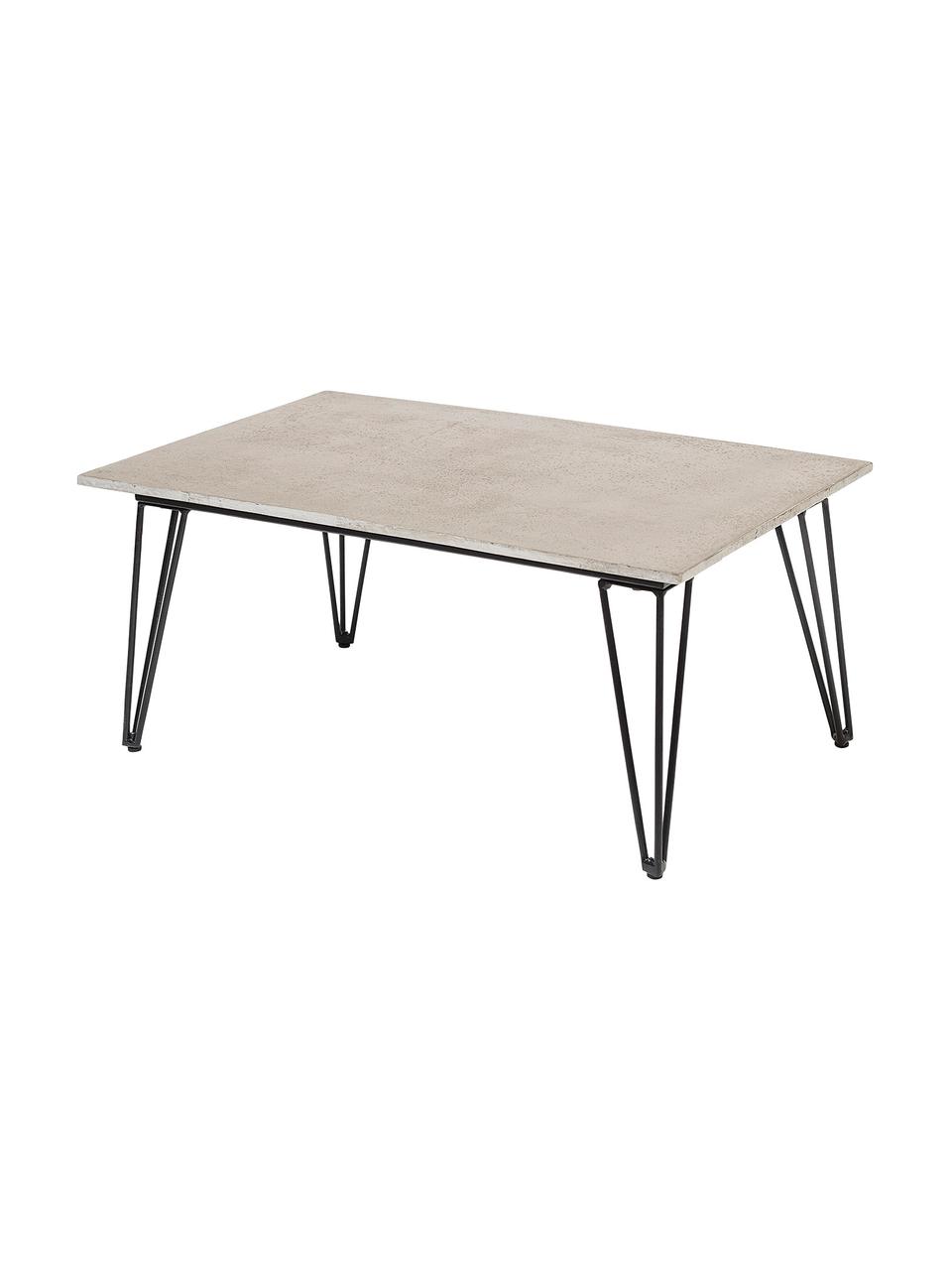 Tavolino da giardino Mundo, Gambe: metallo rivestito, Grigio, nero, Larg. 90 x Prof. 60 cm