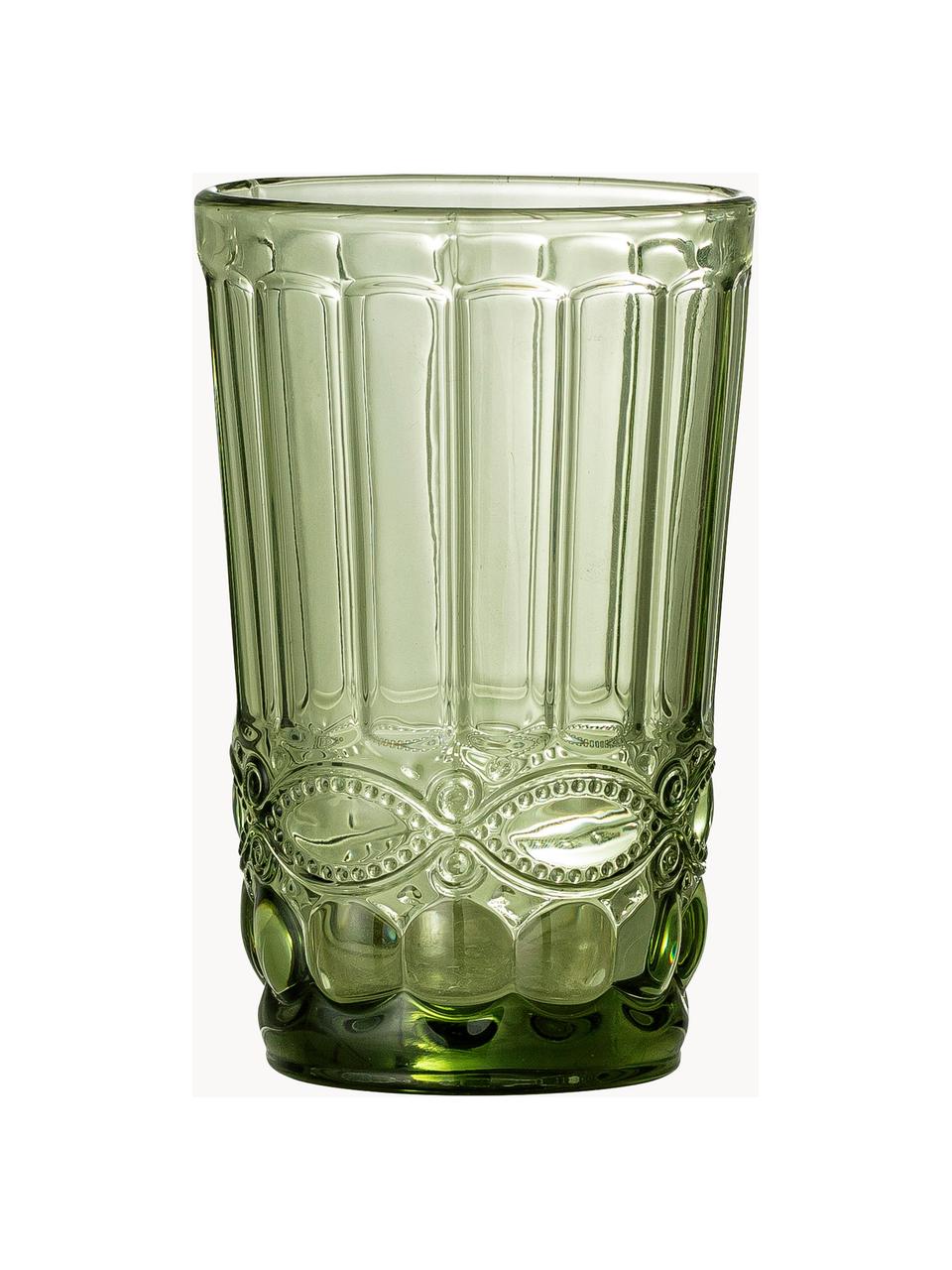 Vasos Florie, 4 uds., Vidrio, Verde, Ø 8 x Al 13 cm, 350 ml