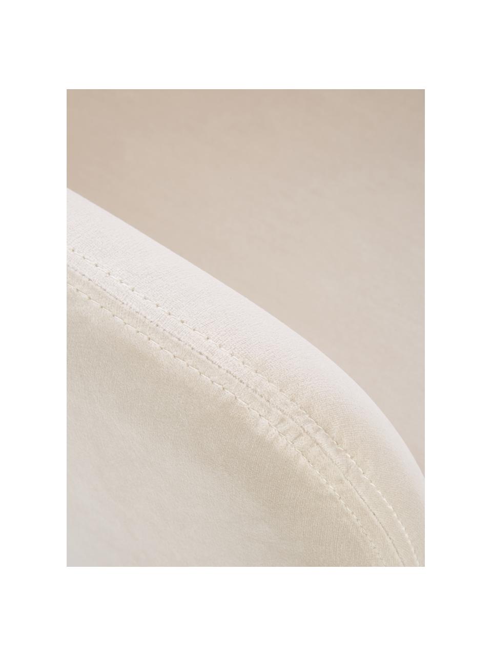 Fluwelen armstoel Isla in crèmewit, Bekleding: fluweel (polyester), Poten: gecoat metaal, Fluweel crèmewit, zilverkleurig, 60 x 62 cm