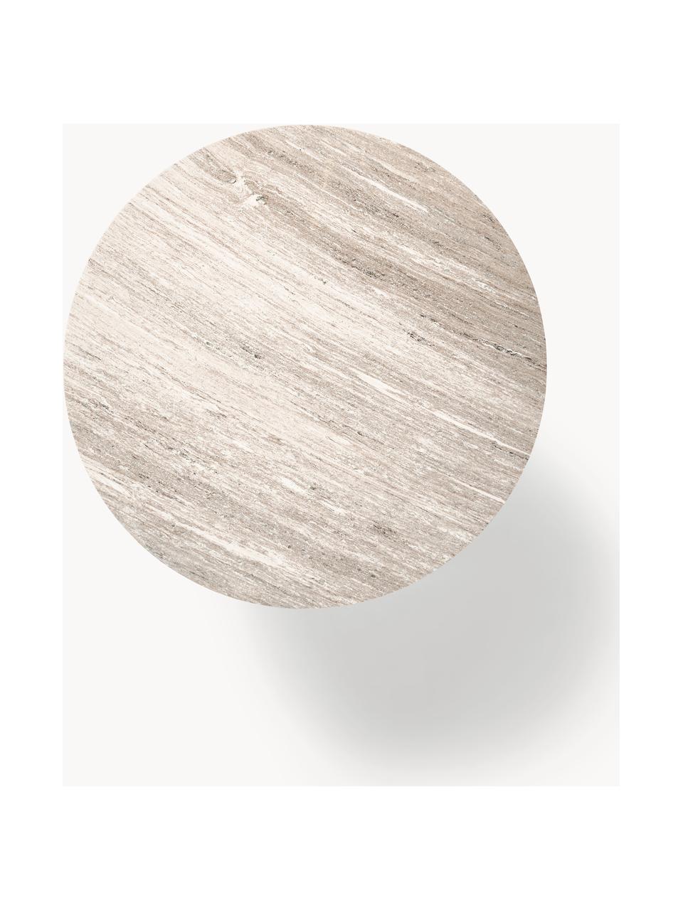 Runder Marmor-Esstisch Abby, Ø 120 cm, Tischplatte: Marmor, mitteldichte Holz, Hellbeige, marmoriert, Ø 120 cm