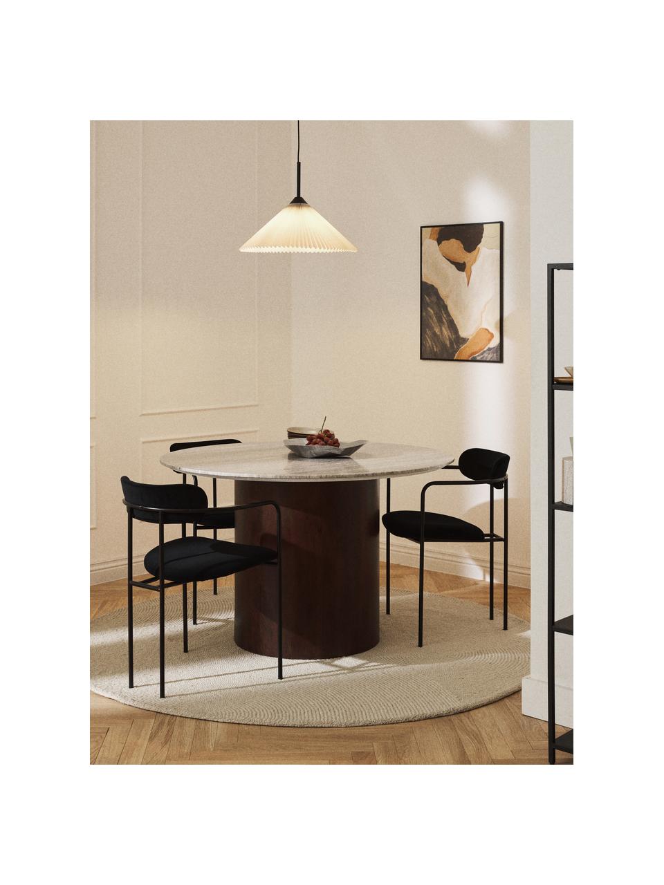 Ronde marmeren eettafel Abby, Ø 120 cm, Tafelblad: marmer, vezelplaat van ge, Lichtbeige, gemarmerd, Ø 120 cm