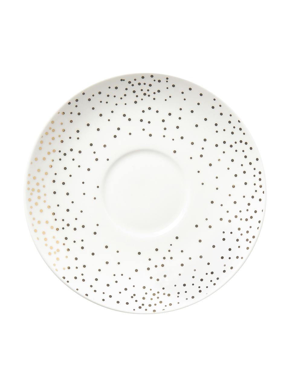 Tasses à café avec sous-tasses Goldie, 6 élém., Céramique, Blanc, couleur dorée, chiné, Ø 8 x haut. 10 cm