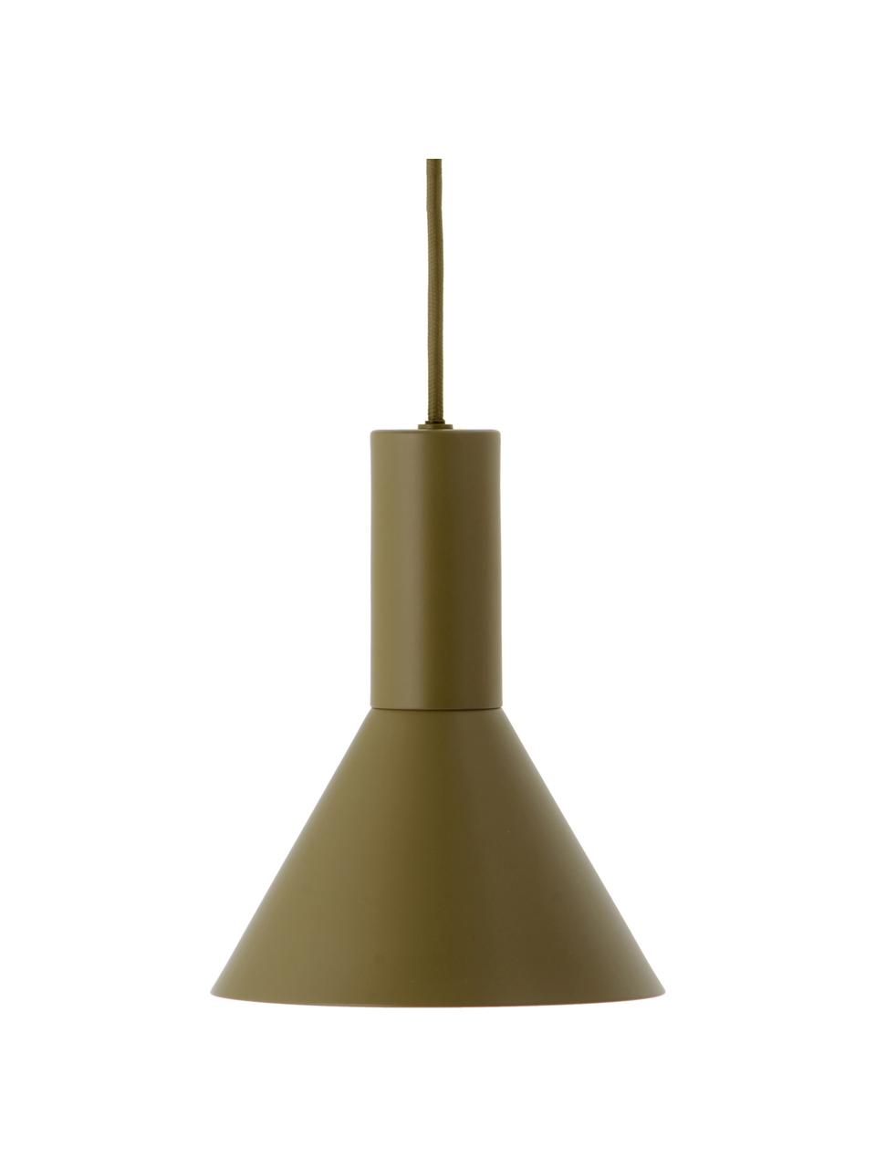 Lámpara de techo pequeña de diseño Lyss, Pantalla: metal recubierto, Anclaje: metal recubierto, Cable: cubierto en tela, Caqui, Ø 18 x Al 23 cm