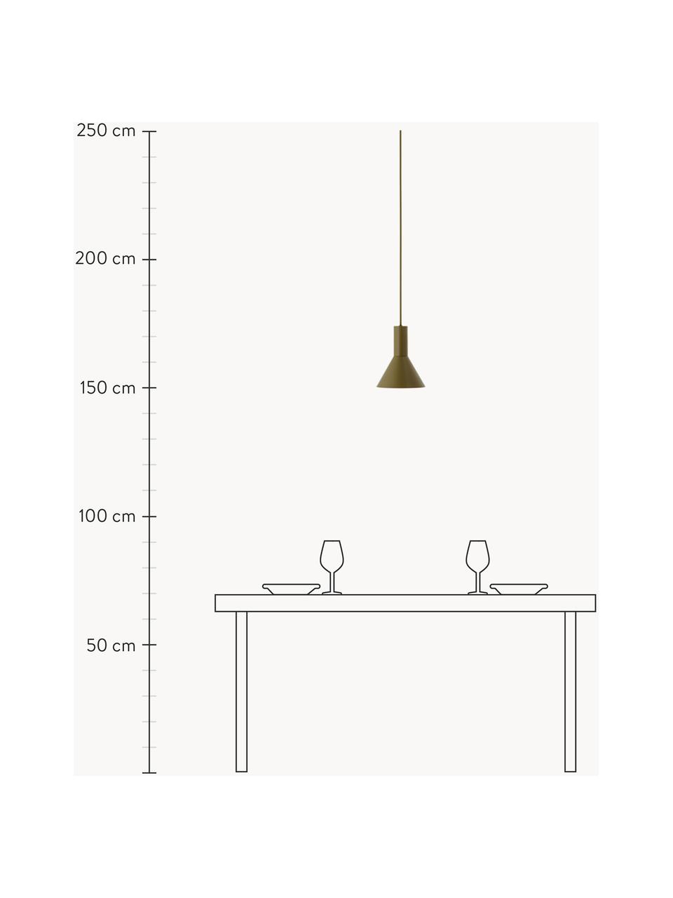 Kleine Design Pendelleuchte Lyss, Lampenschirm: Metall, beschichtet, Baldachin: Metall, beschichtet, Olivgrün, Ø 18 x H 23 cm
