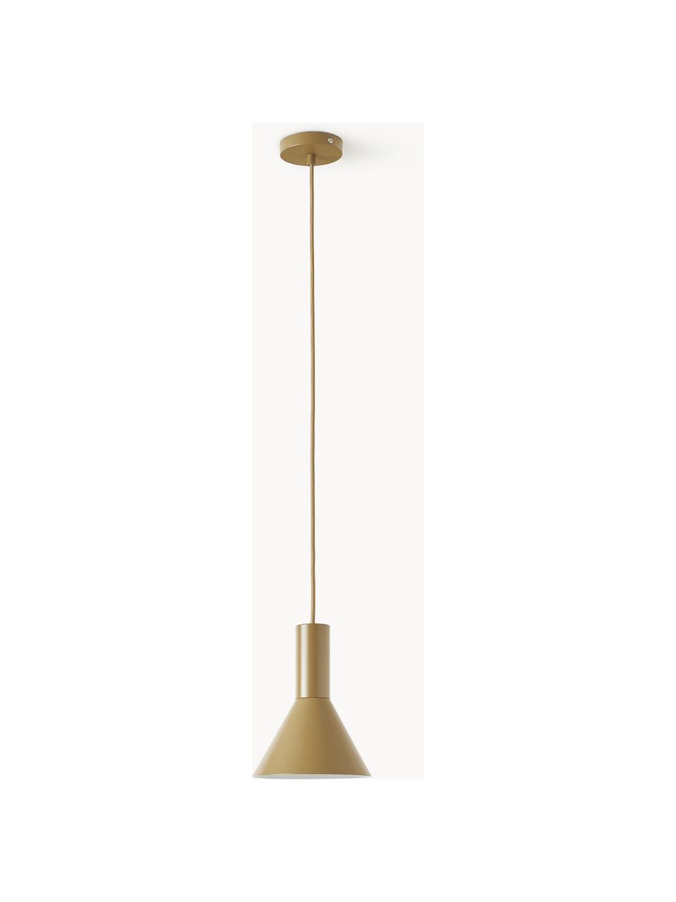 Lámpara de techo pequeña de diseño Lyss, Cable: cubierto en tela, Verde oliva, Ø 18 x Al 23 cm