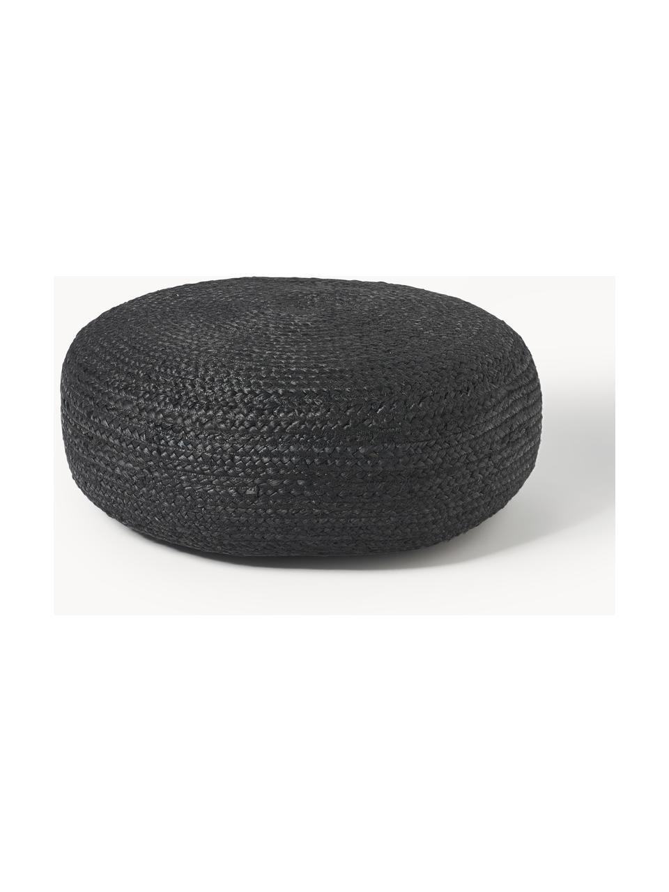 Pouf en jute artisanal Bono, Anthracite, Ø 58 x haut. 21 cm