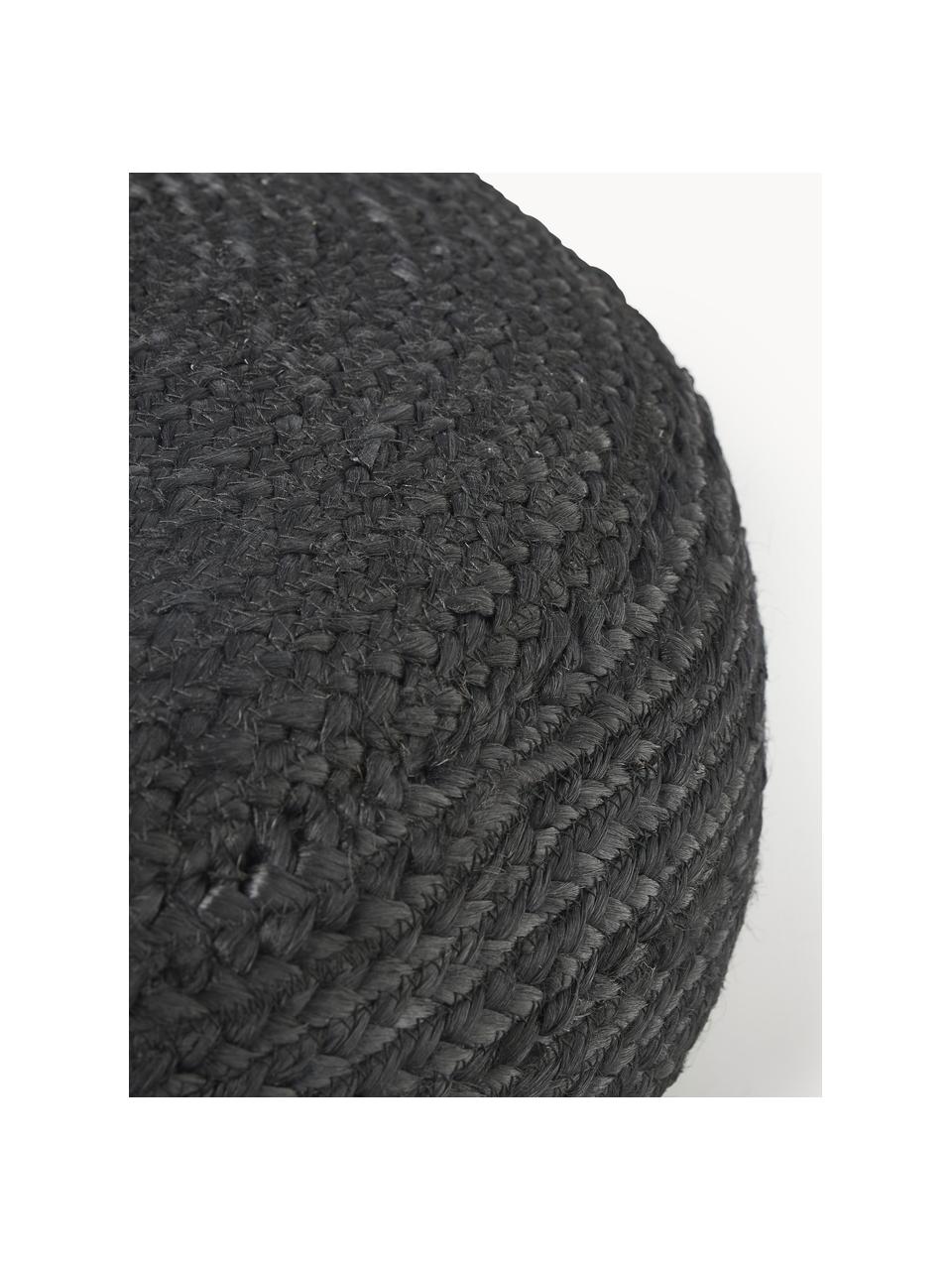 Pouf en jute artisanal Bono, Anthracite, Ø 58 x haut. 21 cm