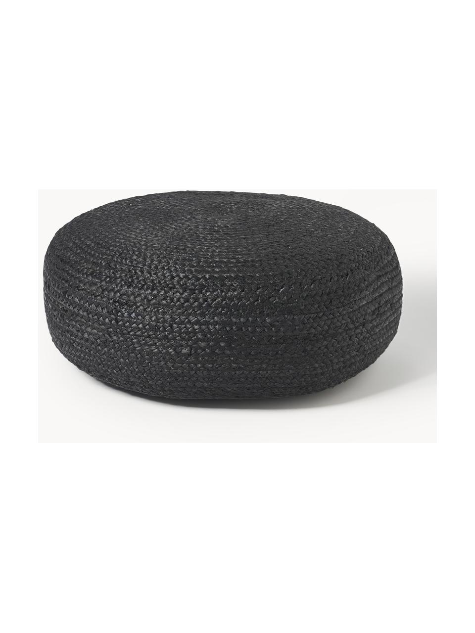 Pouf en jute artisanal Bono, Anthracite, Ø 58 x haut. 21 cm