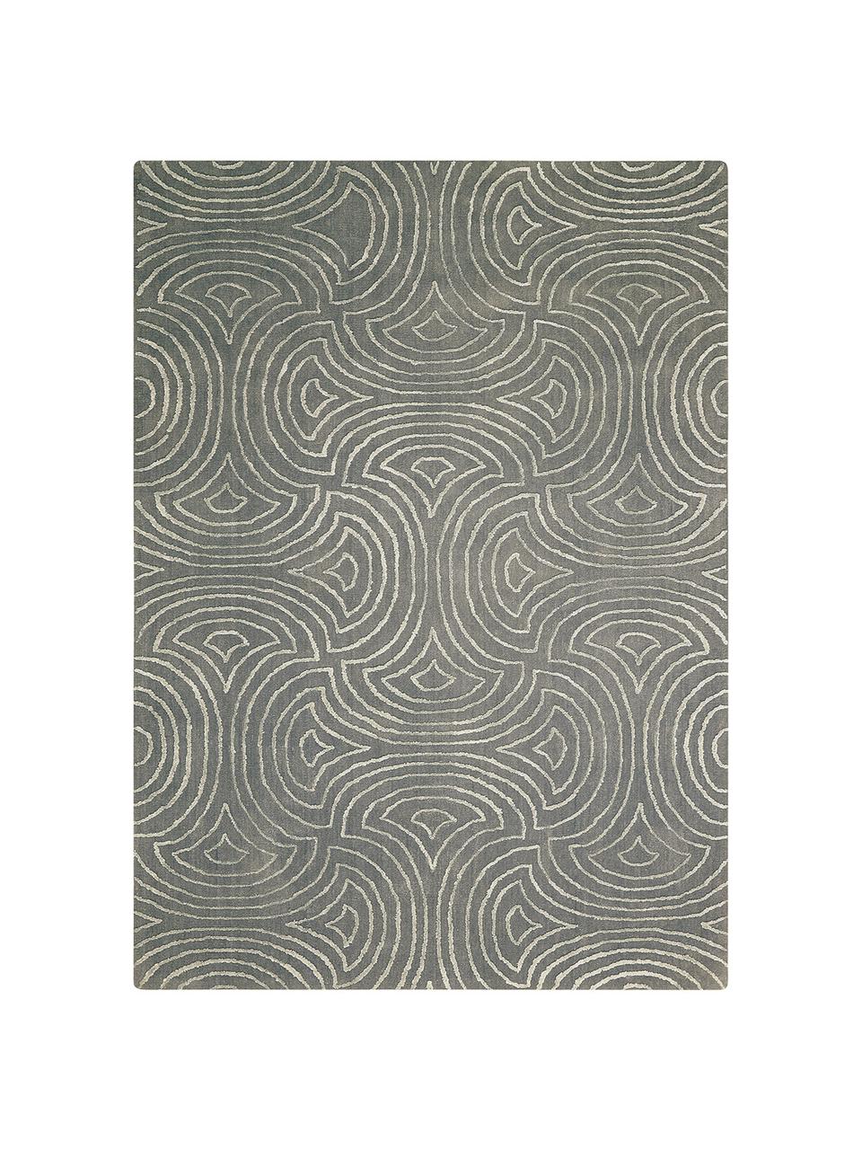 Handgetuft vloerkleed Vita Illusion met hoog-diep effect, Bovenzijde: 90% polyester, 10% viscos, Onderzijde: katoen, latex-gecoat, Mosgroen, B 150 x L 215 cm (maat M)