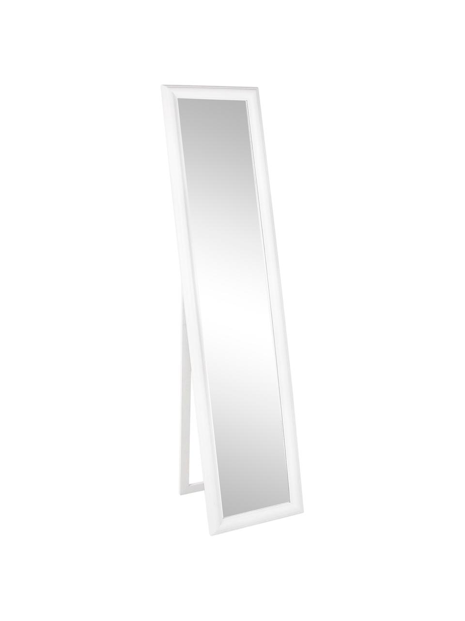 Eckiger Standspiegel Sanzio mit weissem Paulowniaholzrahmen, Rahmen: Paulowniaholz, beschichte, Spiegelfläche: Spiegelglas, Weiss, B 40 x H 170 cm