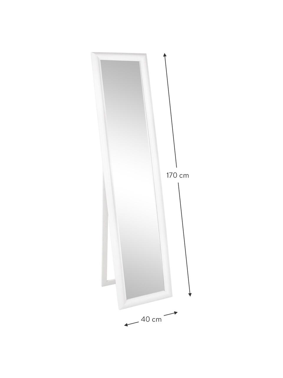 Miroir rectangulaire bois blanc sur pied Sanzio, Blanc, larg. 40 x haut. 170 cm