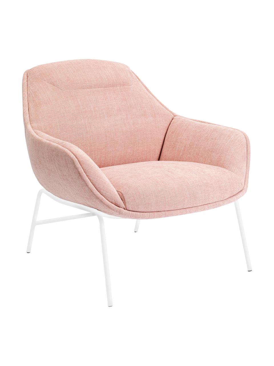 Gestoffeerde loungefauteuil Austin in roze, Bekleding: 100% polyester, Poten: gepoedercoat staal, Geweven stof roze, 83 x 82 cm