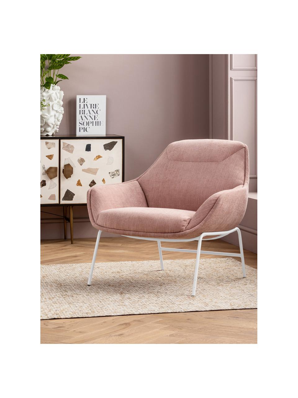 Tapicerowany fotel wypoczynkowy Austin, Tapicerka: 100% poliester, Nogi: stal malowana proszkowo, Blady różowy, S 83 x G 82 cm