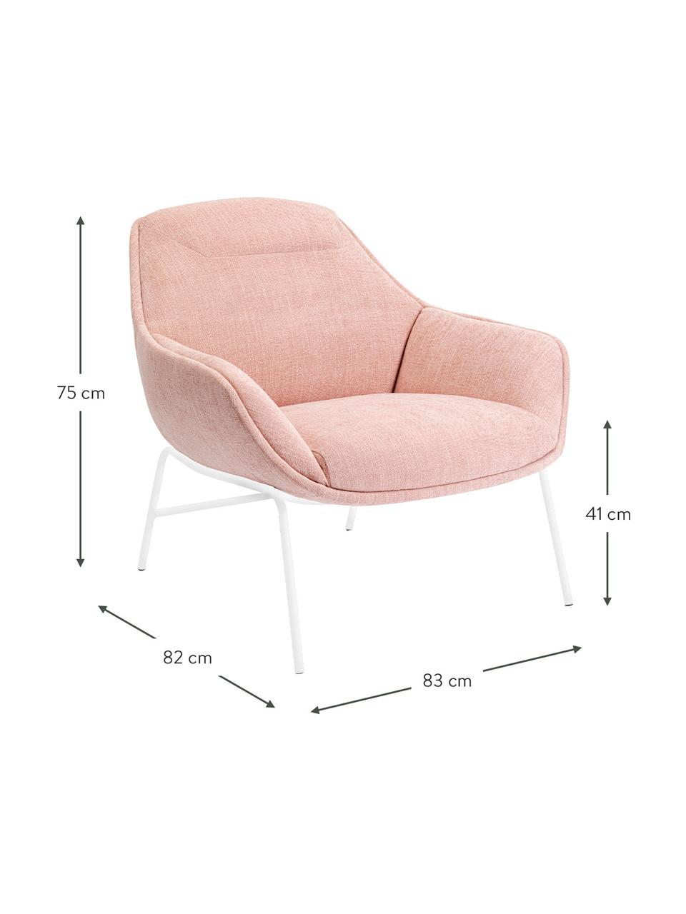 Polster-Loungesessel Austin in Rosa, Bezug: 100% Polyester, Beine: Stahl, pulverbeschichtet, Webstoff Rosa, B 83 x T 82 cm