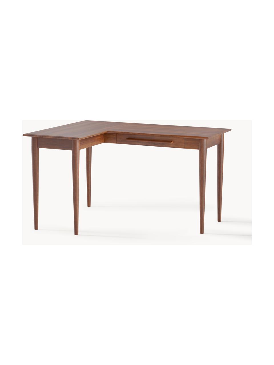 Bureau d'angle en bois de manguier avec tiroirs Paul, Manguier massif, laqué, Bois de manguier, larg. 135 x prof. 100 cm