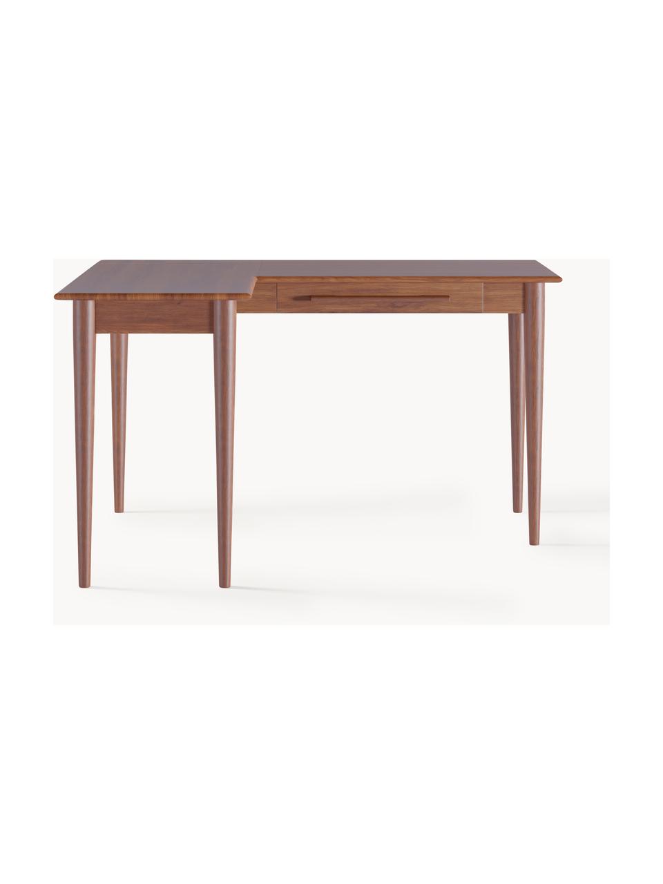 Bureau d'angle en bois de manguier avec tiroirs Paul, Manguier massif, laqué, Bois de manguier, larg. 135 x prof. 100 cm