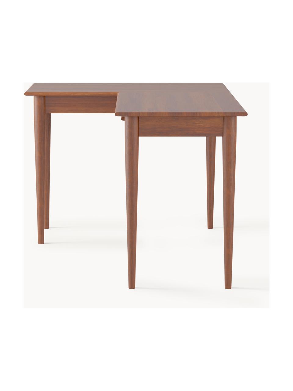 Hoekbureau Paul van mangohout met lades, Massief gelakt mangohout, Mangohout, B 135 x D 100 cm