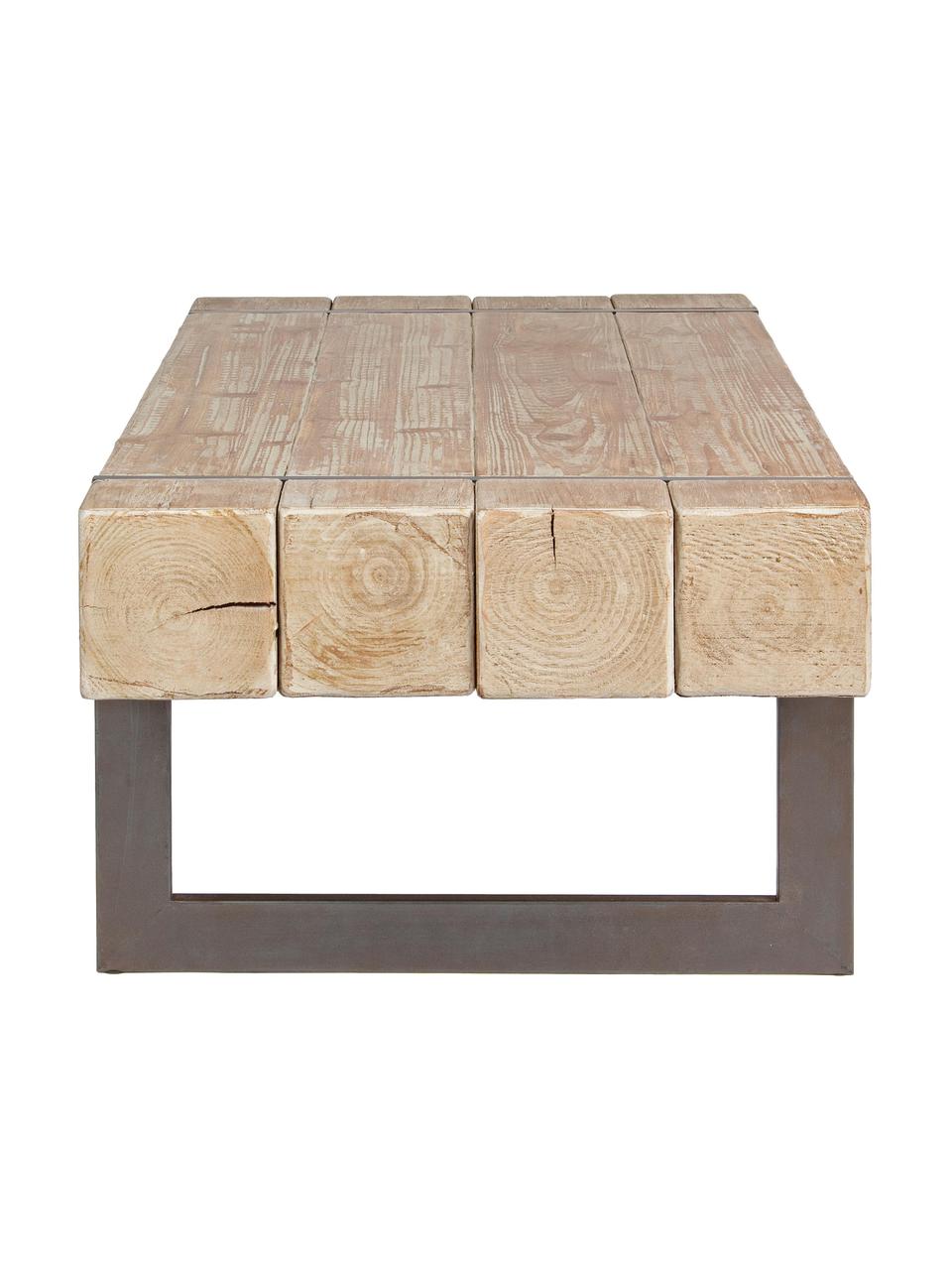 Stolik kawowy z drewna Garrett, Blat: drewno jodłowe, Nogi: metal epoksydowany, Drewno jodłowe, S 120 x G 60 cm