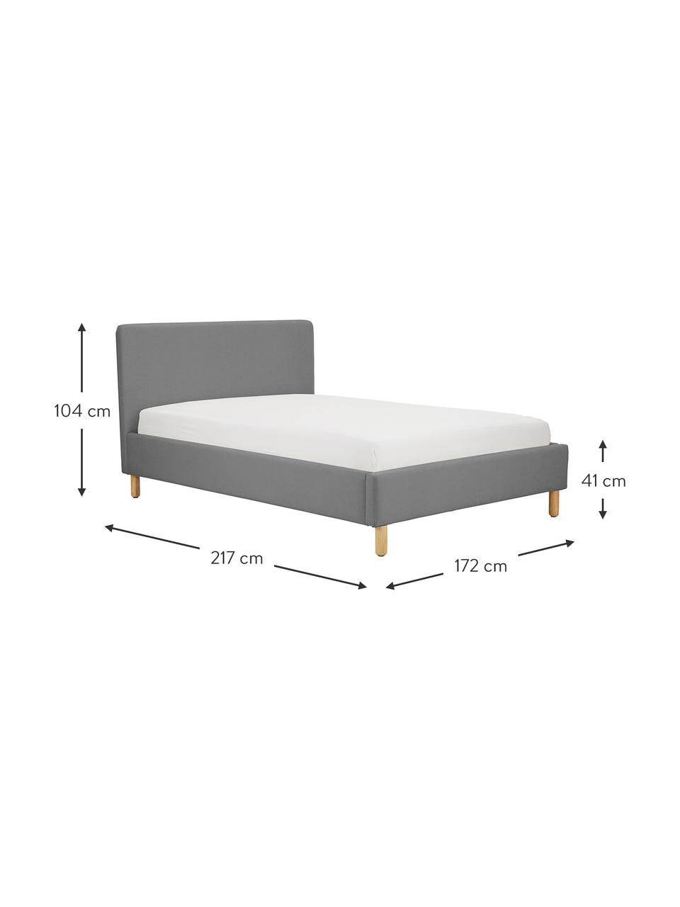 Cama tapizada Celeste, Estructura: madera de pino maciza, ma, Tapizado: poliéster (texturizado) A, Patas: madera maciza de caucho l, Tejido gris, 160 x 200 cm