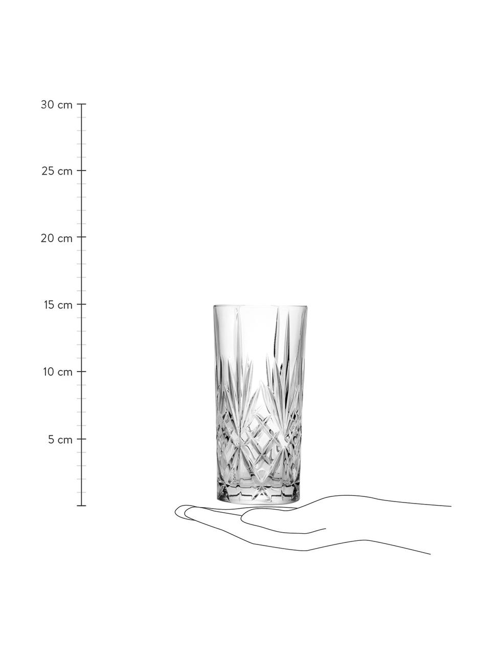 Set de vasos de cristal con relive Melodia, 6 comensales (18 pzas.), Cristal, Transparente, Set de diferentes tamaños