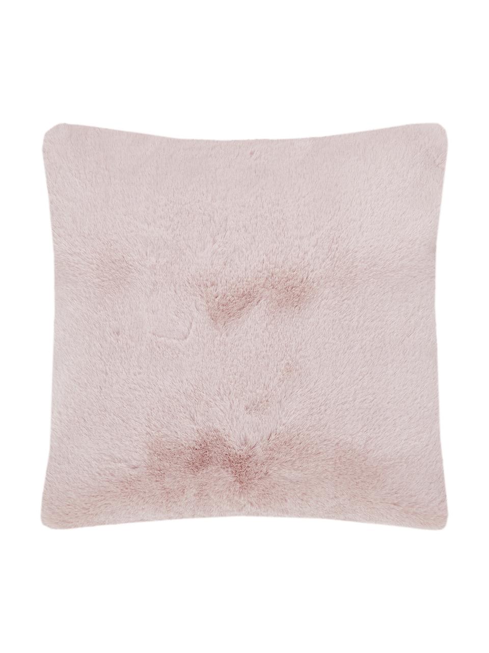 Poszewka na poduszkę ze sztucznego futra Mette, gładki, Blady różowy, S 45 x D 45 cm