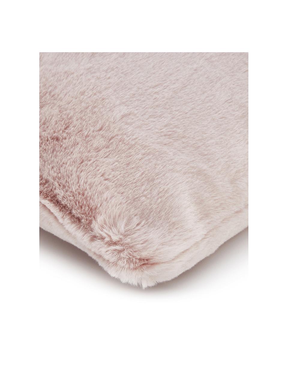 Flauschige Kunstfell-Kissenhülle Mette in Rosa, glatt, Vorderseite: 100% Polyester, Rückseite: 100% Polyester, Rosa, 45 x 45 cm