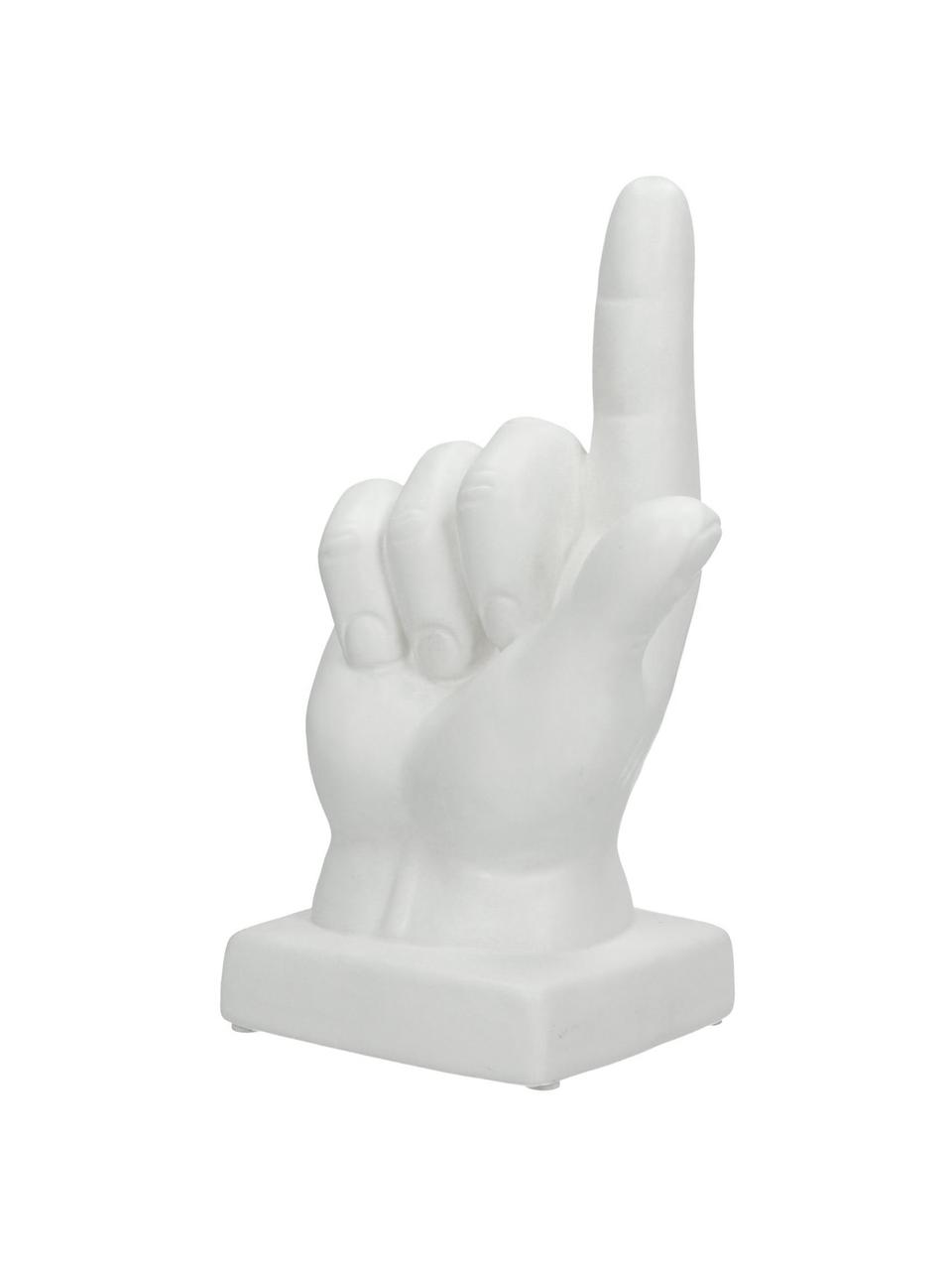 Dekorace Finger, Kamenina, Bílá, Š 13 cm, V 20 cm