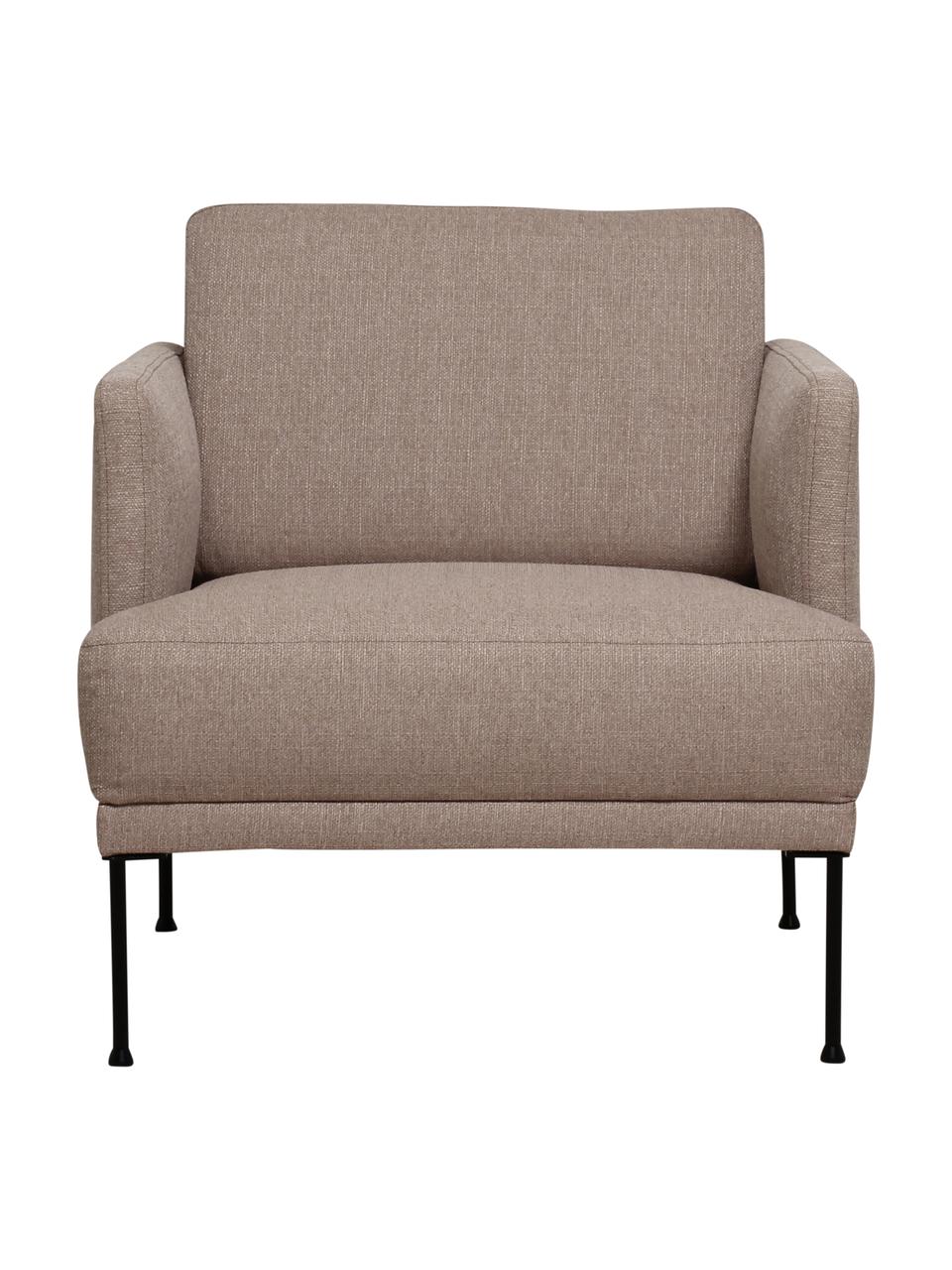 Sillón Fluente, Tapizado: 100% poliéster Alta resis, Estructura: madera de pino maciza, Patas: metal con pintura en polv, Tejido taupe, An 74 x F 85 cm