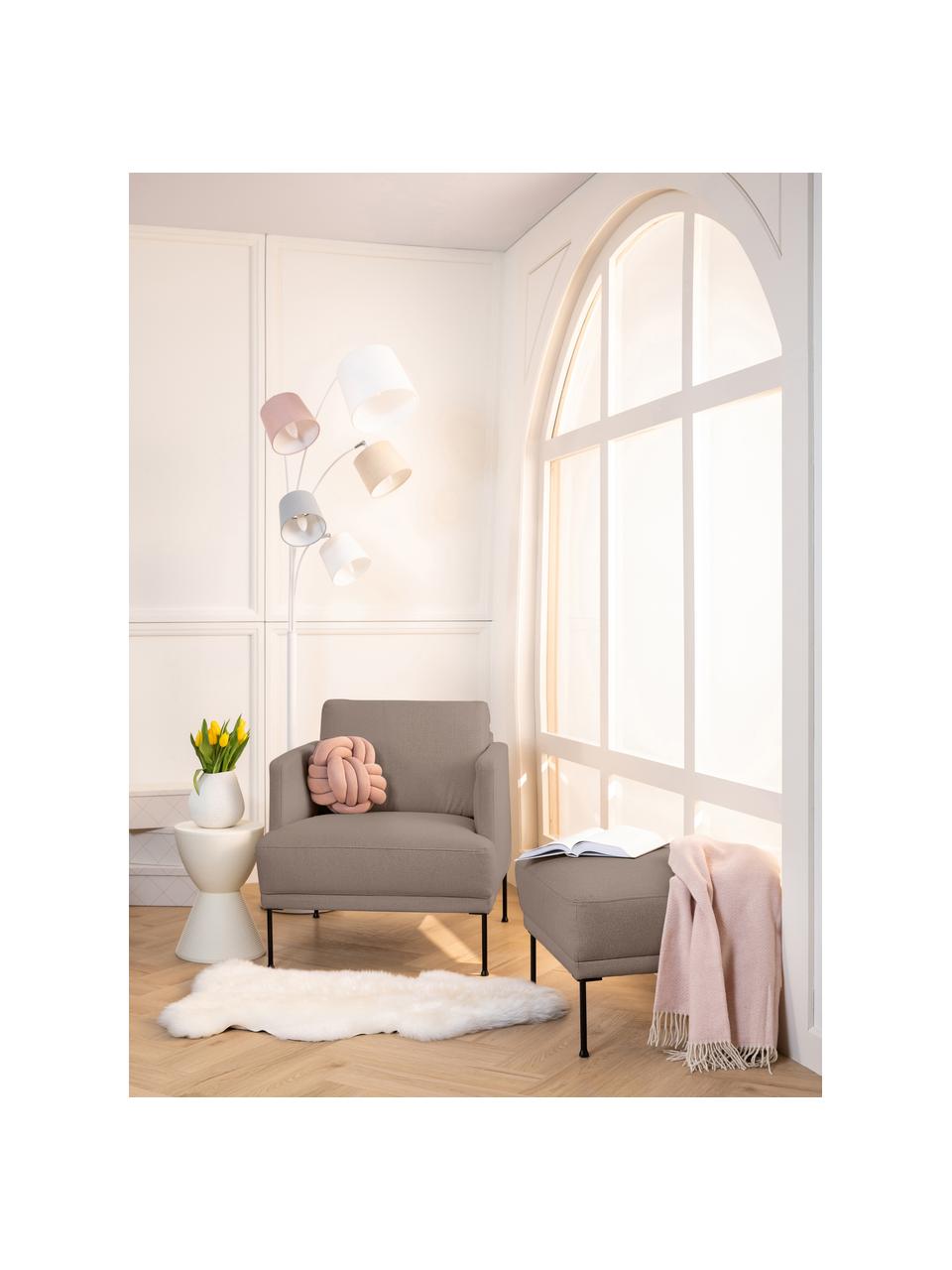 Fauteuil Fluente met metalen poten, Bekleding: 100% polyester, Frame: massief grenenhout, FSC-g, Poten: gepoedercoat metaal, Geweven stof taupe, B 74 x D 85 cm