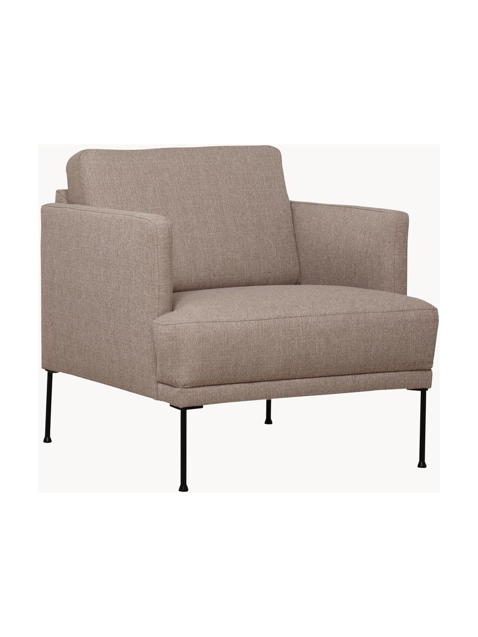 Sessel Fluente, Bezug: 100% Polyester 35.000 Sch, Gestell: Massives Kiefernholz, FSC, Beine: Metall, pulverbeschichtet, Webstoff Taupe, B 74 x T 85 cm