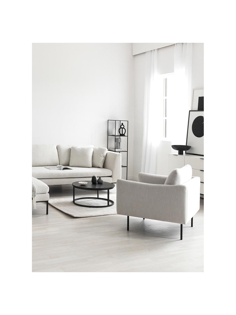 Fauteuil avec pieds en métal Moby, Tissu beige, larg. 90 x prof. 90 cm