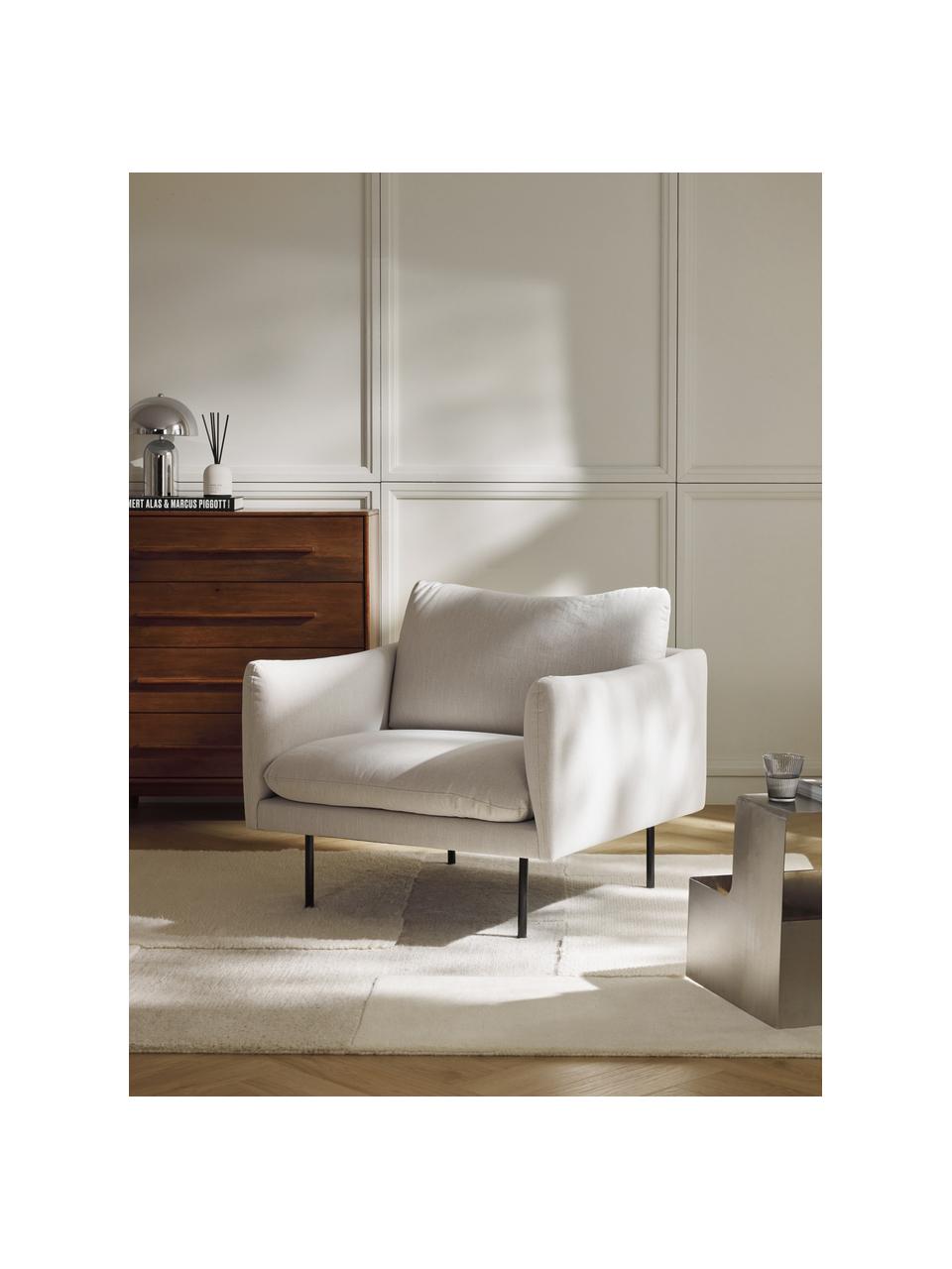 Fauteuil Moby, Bekleding: polyester De hoogwaardige, Frame: massief grenenhout, Poten: gepoedercoat metaal Dit p, Geweven stof gebroken wit, B 90 x D 90 cm