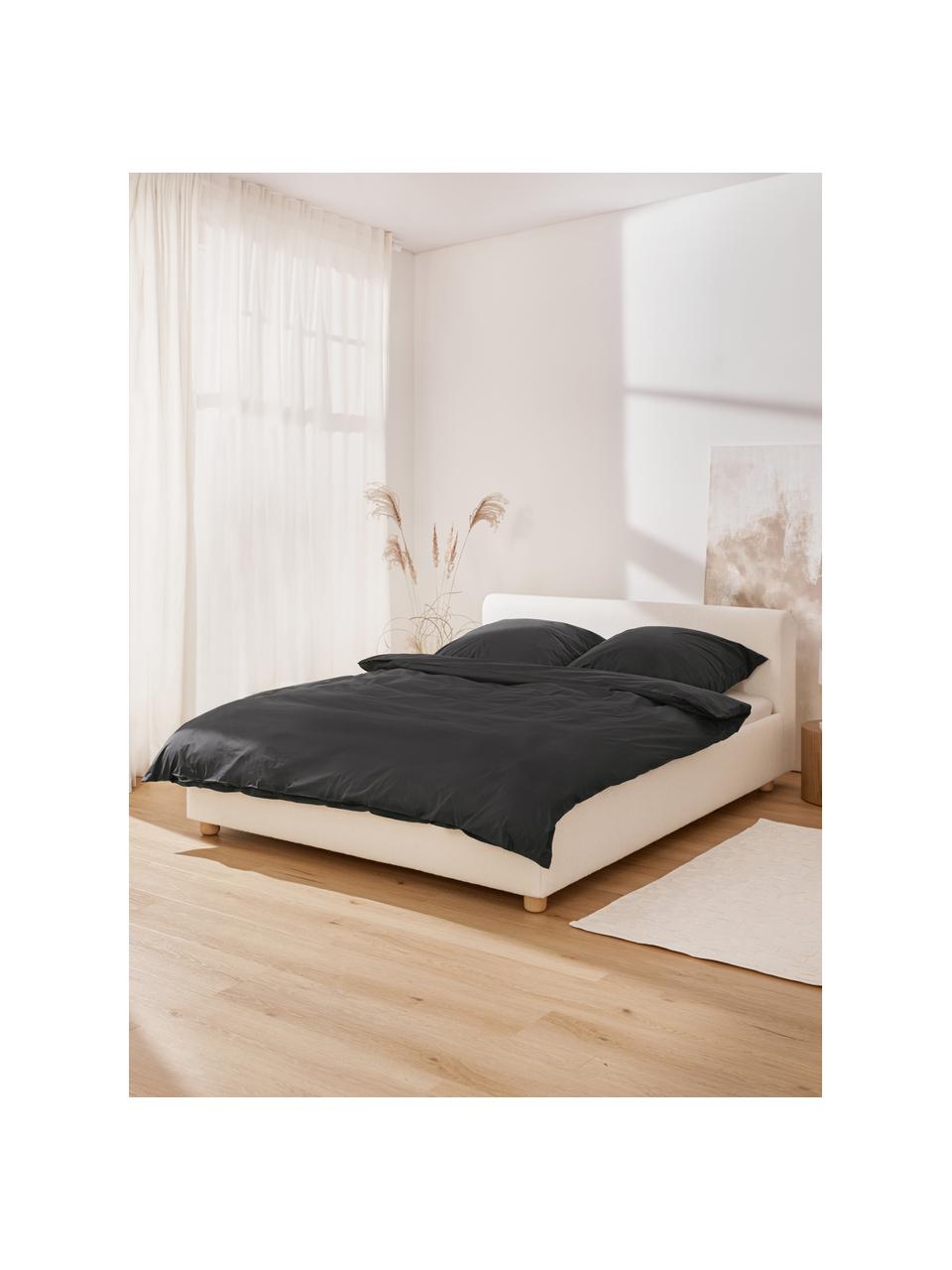 Cama tapizada en tejido bouclé Serena, Estructura: madera maciza de abedul c, Tapizado: tejido de estructura bouc, Bouclé blanco, An 140 x L 200cm