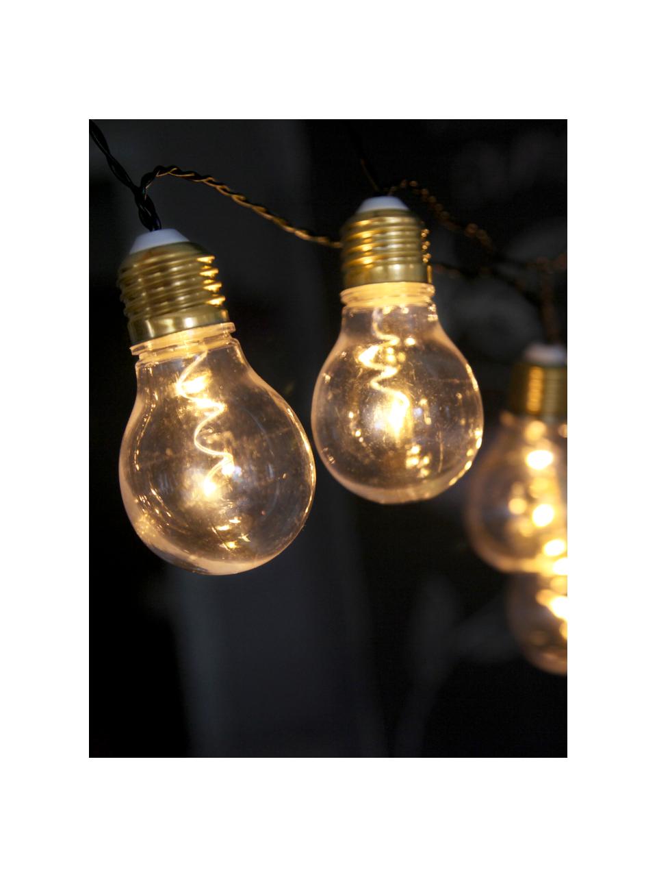 Krátký světelný LED řetěz s funkcí časovače Bulb, 100 cm, 5 lampionů, Transparentní, zlatá, D 100 cm