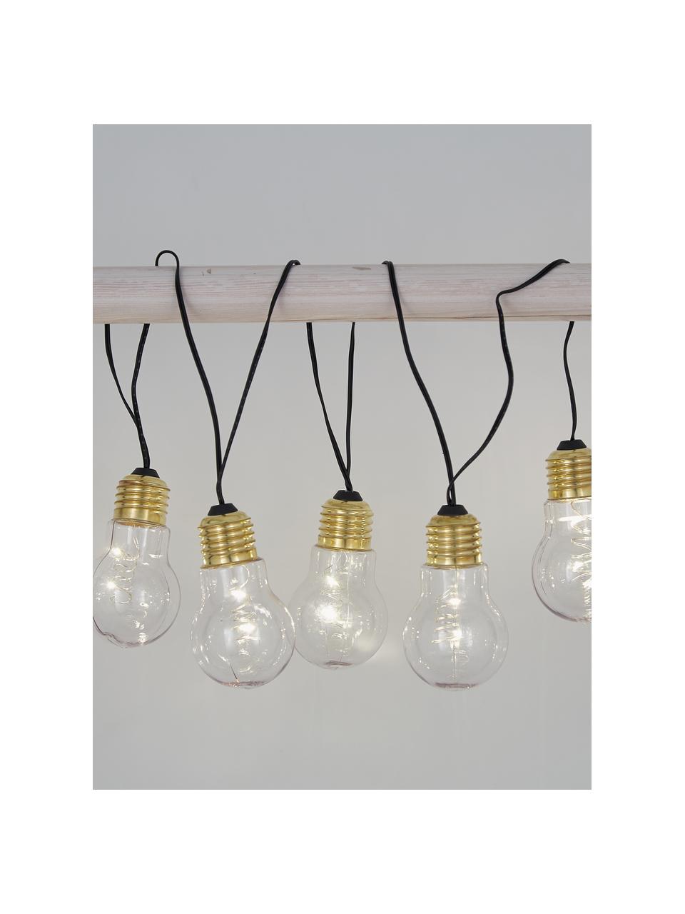 LED lichtslinger Bulb met timerfunctie, 100 cm, 5 lampions, Lampions: kunststof, Fitting: metaal, Transparant, goudkleurig, L 100 cm