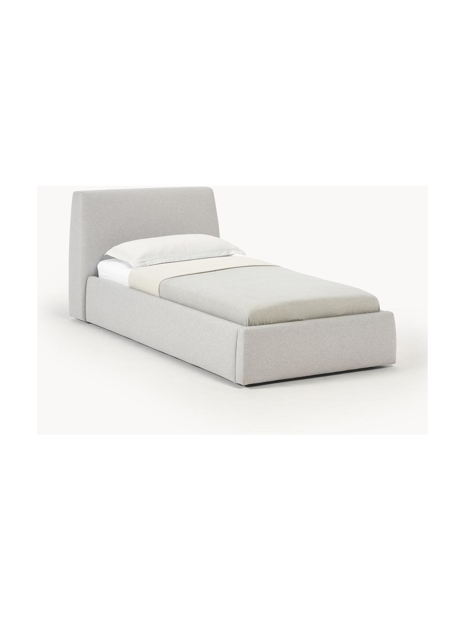 Eenpersoonsbed Cloud met opbergruimte, Bekleding: fijn gestructureerde gewe, Poten: gelakt hout Het materiaal, Geweven stof lichtbeige, B 90 x L 200 cm
