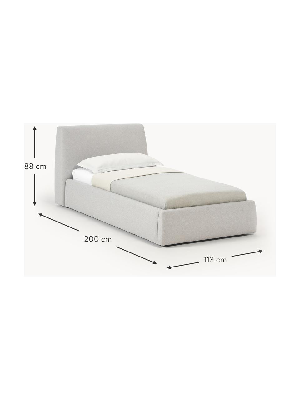 Jednolůžková postel s úložným prostorem Cloud, Tlumeně bílá, Š 90 cm, D 200 cm