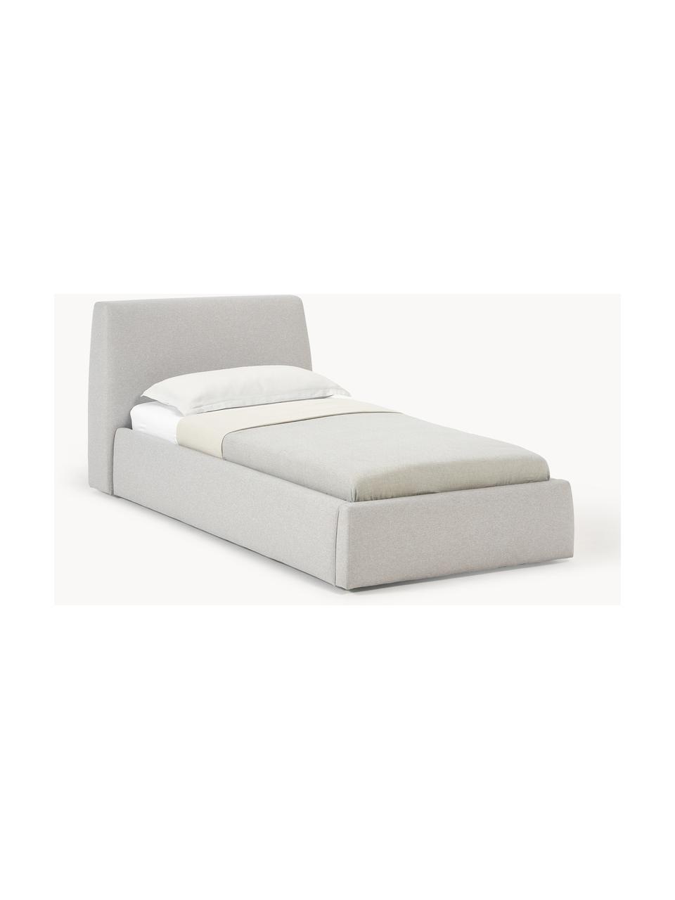 Cama individual Cloud, con espacio de almacenamiento, Tapizado: tejido finamente texturiz, Estructura: madera de pino y roble ma, Patas: madera pintada El materia, Tejido beige claro, An 90 x L 200 cm