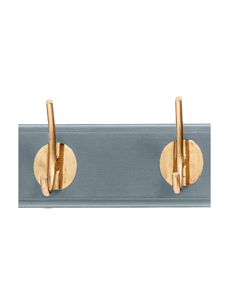 Perchero de pared de madera Edgy, 8 ganchos, Barra: tablero de fibras de dens, Gris, dorado, An 90 cm
